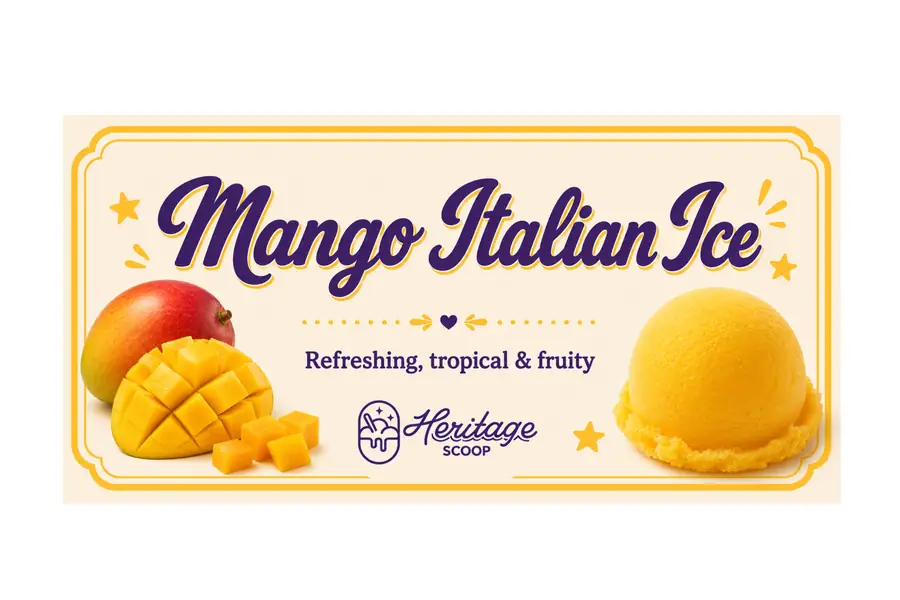 Mango Italian Ice ice cream at Heritage Scoop