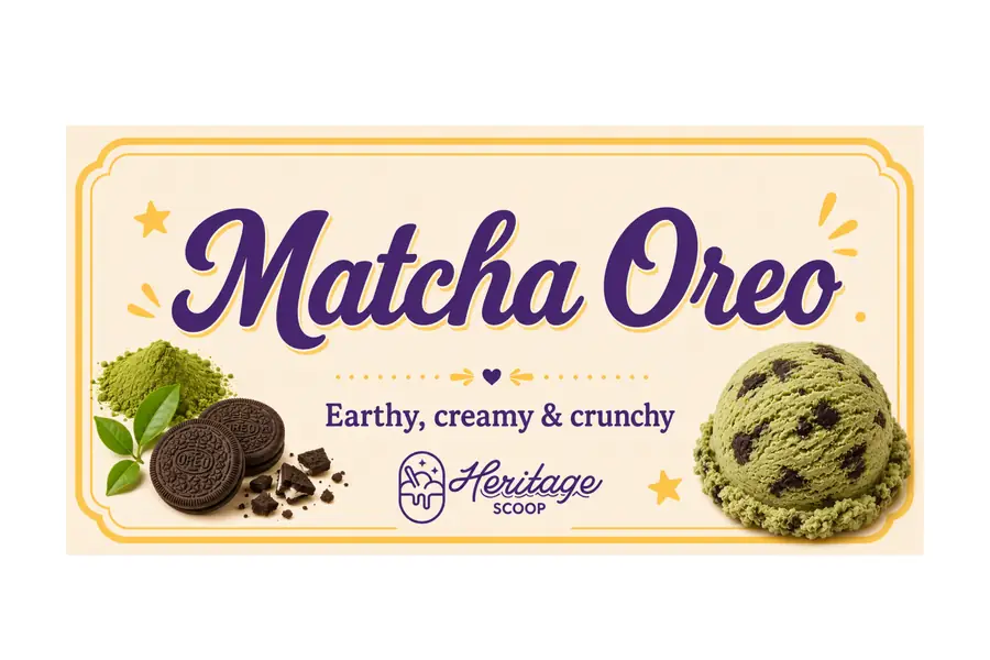 Matcha Oreo ice cream at Heritage Scoop