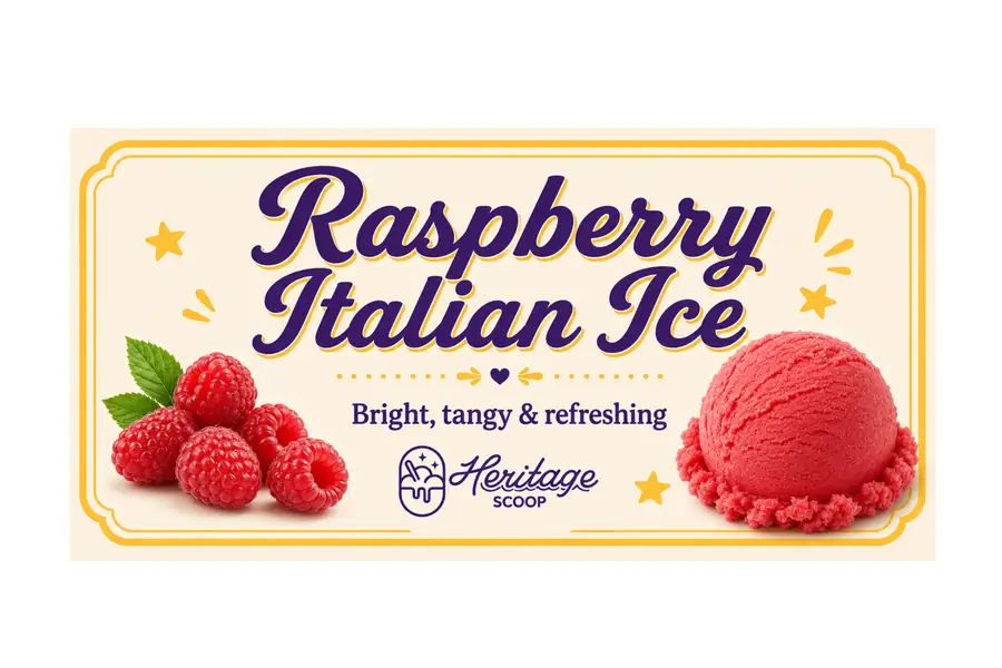 Raspberry Italian Ice ice cream at Heritage Scoop