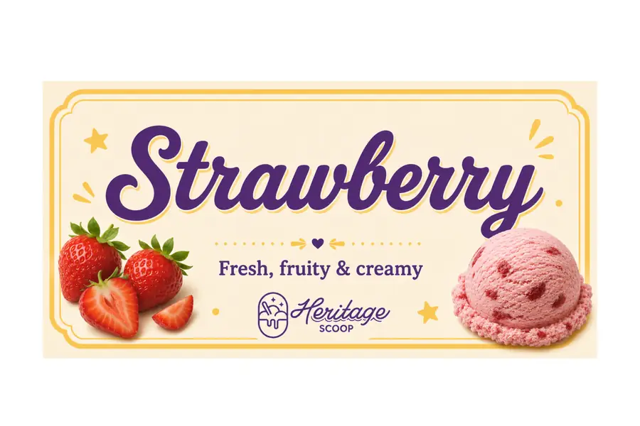 Strawberry ice cream at Heritage Scoop